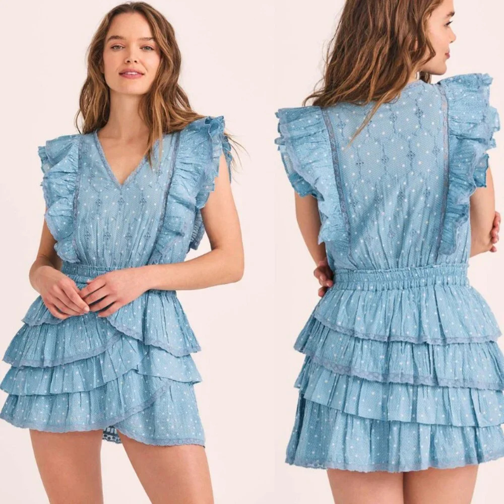 LoveShackFancy Corelli Ruffle Mini Dress Size 26141 - Picture 2 of 16